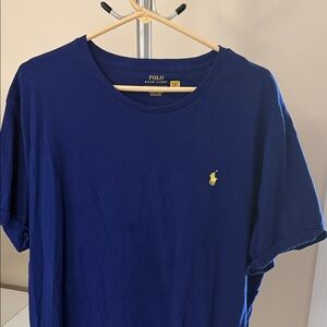 Polo by Ralph Lauren Men's Navy Tee with Yellow Logo